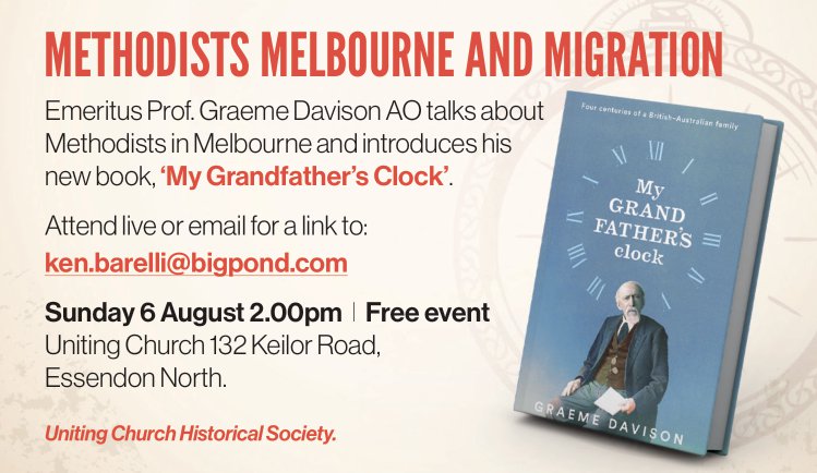 Picture of My grandfather clock advert in the page Methodists Melbourne and Migration