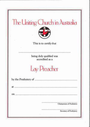 Picture of Certificate of lay preacher in the page Certificate of Lay Preacher