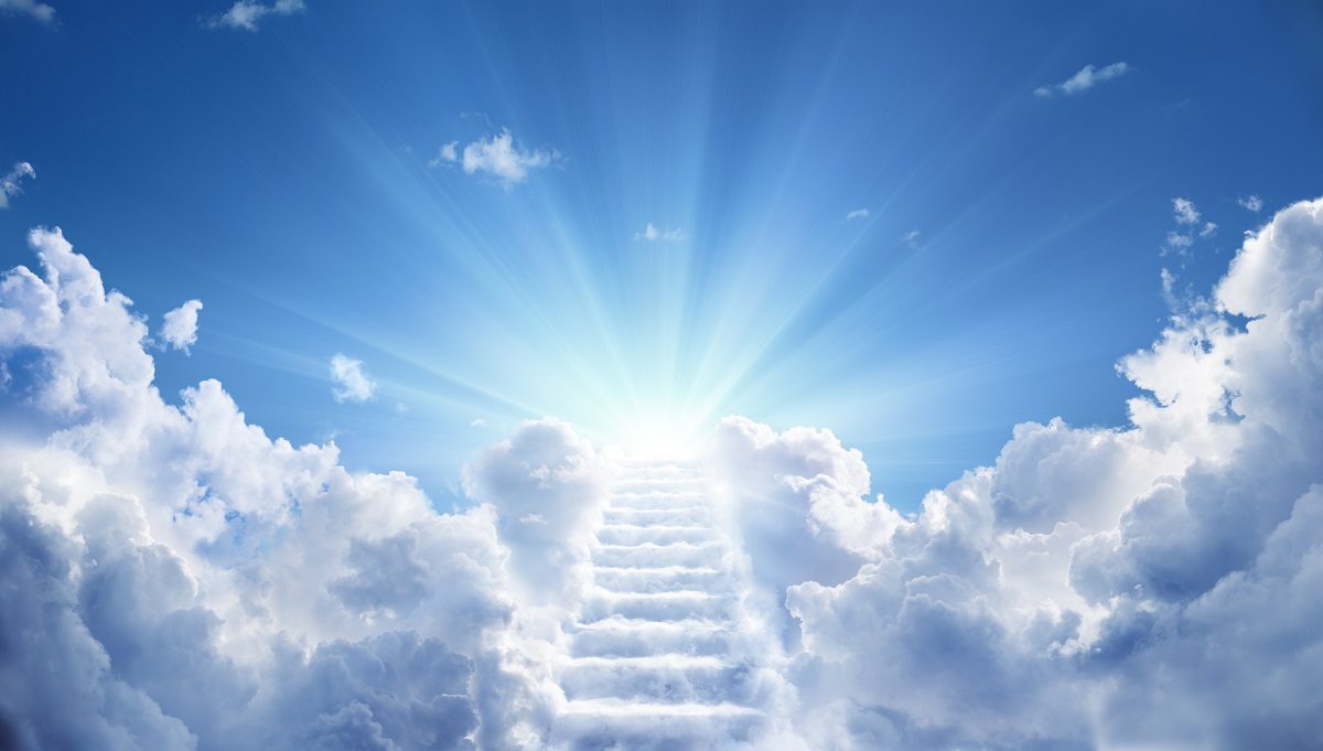 Picture of Stairs leading up to heavenly sky toward the light in the page Perfect bodies and the resurrection