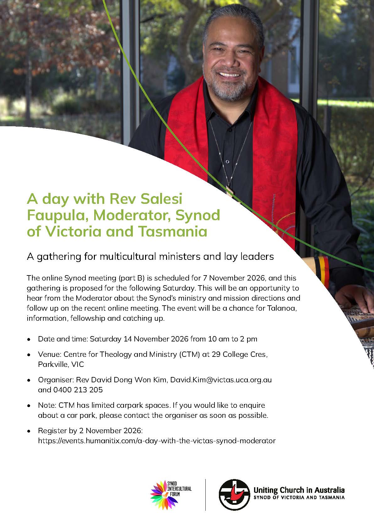 Picture of Mod gathering flyer Picture of Mod gathering flyer in the page A day with the VicTas Synod Moderator